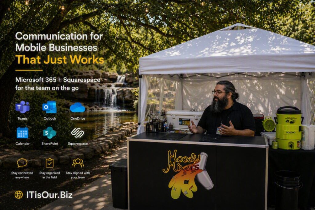 Mobile service business in the San Antonio–Austin I-35 corridor supported by Microsoft 365 and Squarespace using strategic IT leadership by Michael J. Martinez Jr. improves communication and coordination.